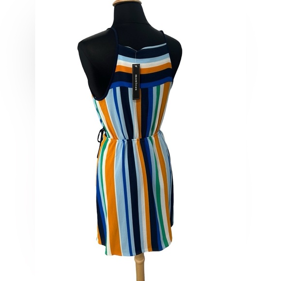 Monteau Spaghetti Strapped Multicolored Wrap-Front Mini Dress-size L (NWT) - Picture 2 of 6